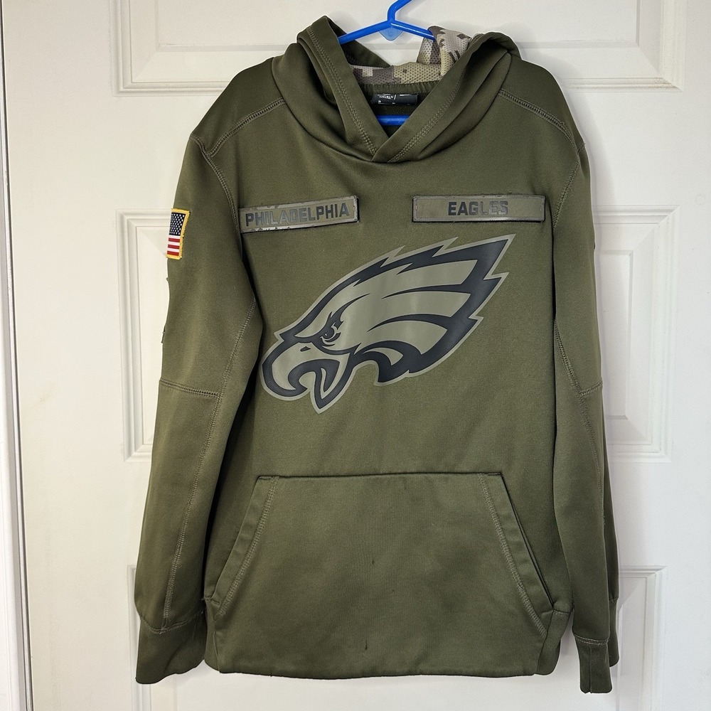 Nike Philadelphia Eagles Hoodie Youth Medium Green Pullover Salute To Service